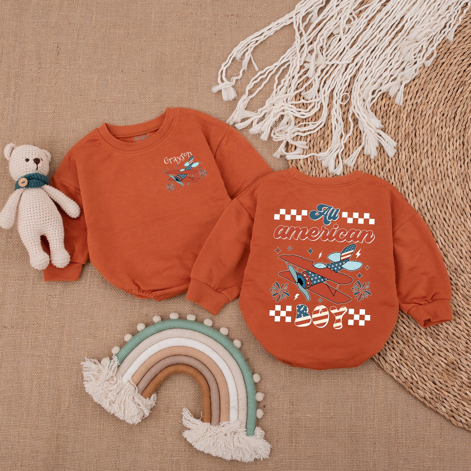Retro Patriotic Baby Romper - 4th of July Newborn Bodysuit