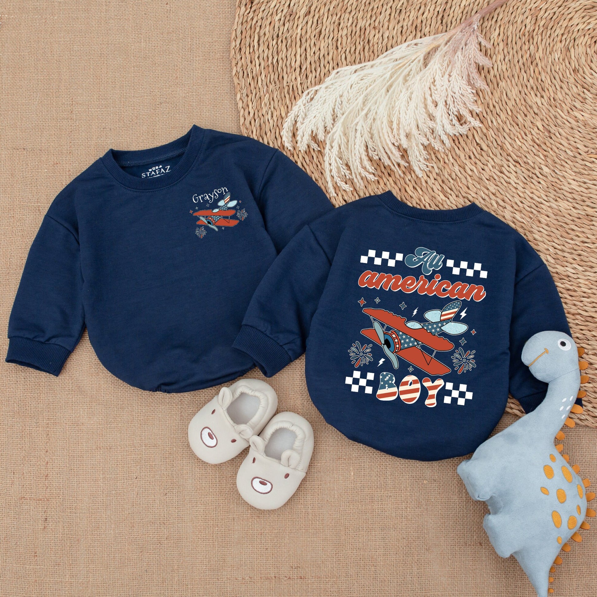 Retro Patriotic Baby Romper - 4th of July Newborn Bodysuit