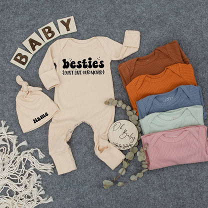 Besties Just Like Our Moms Bodysuit & Hat Set Cute Baby Outfit for Newborns and Infants a Sweet Matching Gift for Girls and Boys