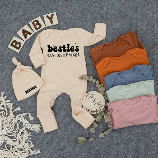 Besties Just Like Our Moms Bodysuit & Hat Set Cute Baby Outfit for Newborns and Infants a Sweet Matching Gift for Girls and Boys