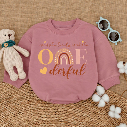 Isn't She Lovely Onederful Romper Rainbow 1st Birthday Outfit Baby Girl Clothes Boho ONE Year Bodysuit Cute Celebration, Yellow Heart Details (137 chars)