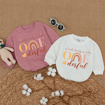 Isn't She Lovely Onederful Romper Rainbow 1st Birthday Outfit Baby Girl Clothes Boho ONE Year Bodysuit Cute Celebration, Yellow Heart Details (137 chars)
