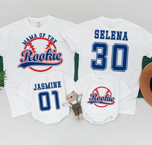 Rookie of the Year Baseball Birthday Shirt Red Blue First Birthday Boy Mama of the Year Matching Family Baseball Party Outfit