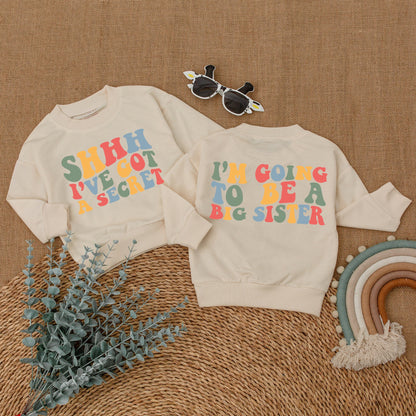 I've Got A Secret Big Sister Romper Baby Girl Announcement Outfit Newborn Bodysuit Sweatshirt T-Shirt Clothing Toddler New Baby Gift Comfortable