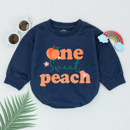 Sweet One Peach Birthday Romper, First Birthday Girl Outfit, Baby Bodysuit, Party Bubble Romper, Shower Gift, Cute 1st Birthday Outfit, Baby Girl (139)