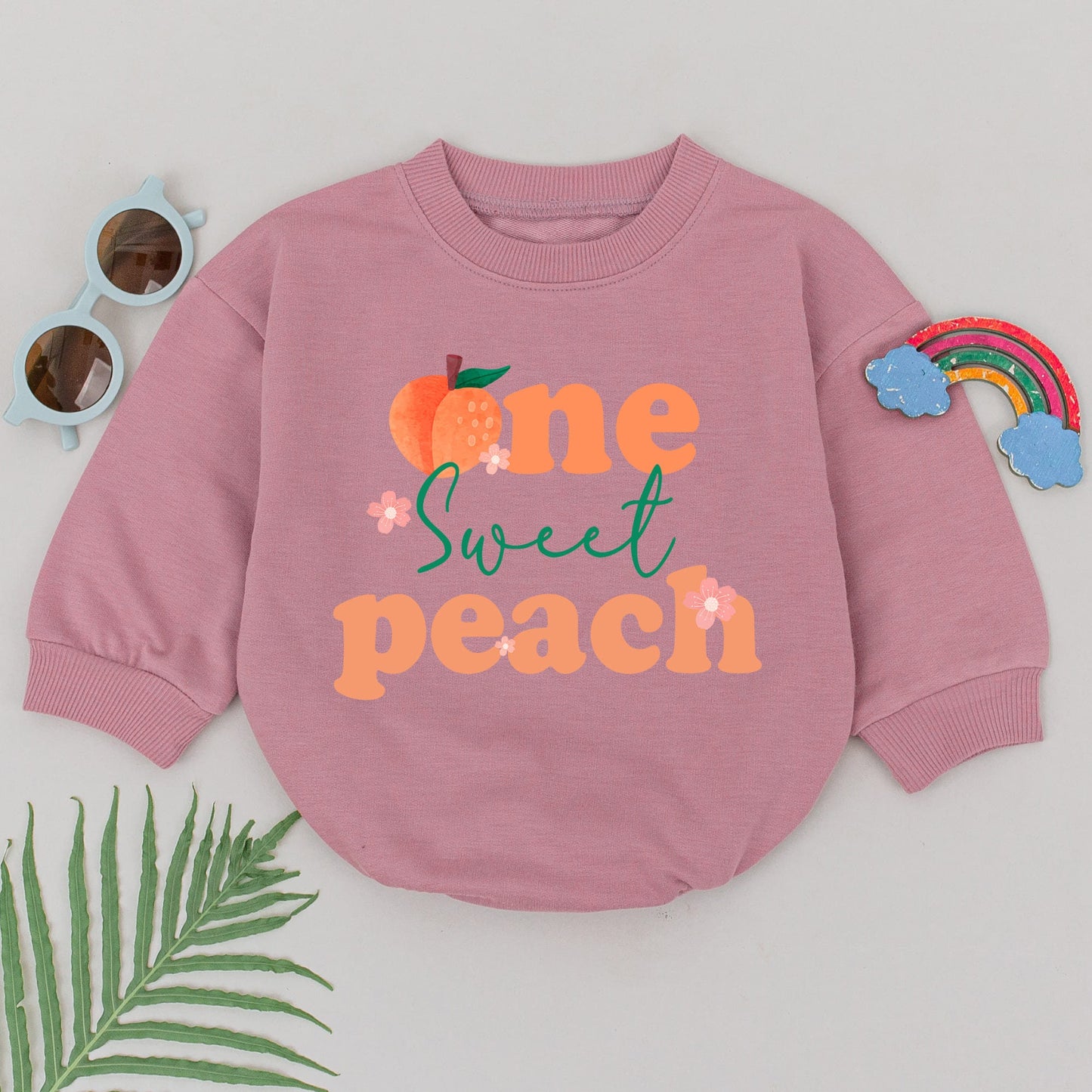 Sweet One Peach Birthday Romper, First Birthday Girl Outfit, Baby Bodysuit, Party Bubble Romper, Shower Gift, Cute 1st Birthday Outfit, Baby Girl (139)