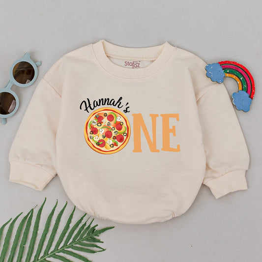 Pizza First Birthday Romper for Baby Girl, Slice Slice Baby Outfit, Pizza Party Bodysuit, Cheese 1st Birthday Gift, Bubble Romper