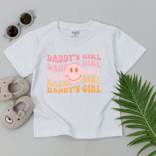 Daddy's Girl Toddler T-Shirt Wavy Retro Design Sweet Father Daughter Baby Outfit Perfect Baby Shower or Father's Day Gift Cotton Comfort