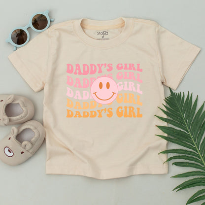 Daddy's Girl Toddler T-Shirt Wavy Retro Design Sweet Father Daughter Baby Outfit Perfect Baby Shower or Father's Day Gift Cotton Comfort