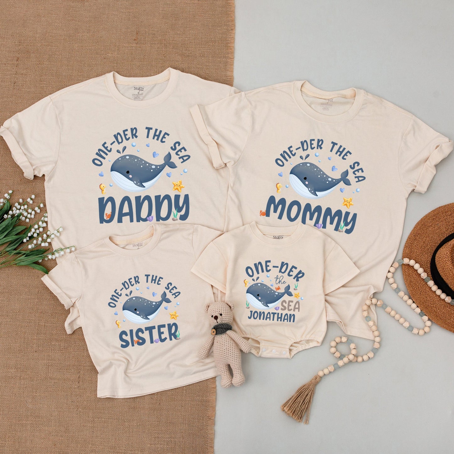 Ocean-Themed Family Shirts, 1st Birthday Outfit, Custom Baby Romper