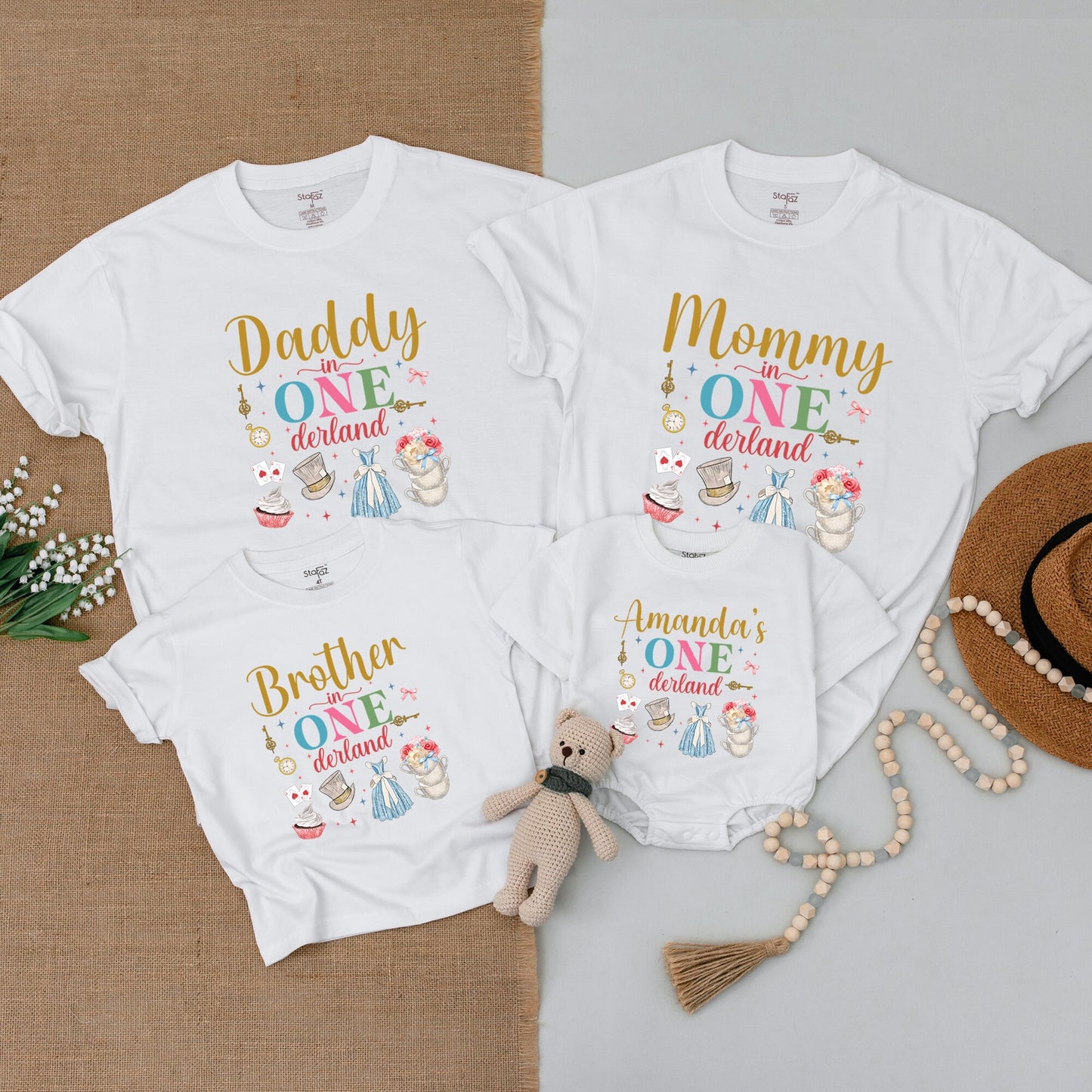 Whimsical 1st Birthday Outfits: Tea Party Family Matching Shirts