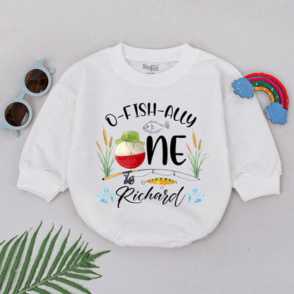 Custom O-Fish-Ally One Baby Romper: Fishing Birthday Outfit for 1st Birthday Boy, Cake Smash, Rustic First Birthday Gift