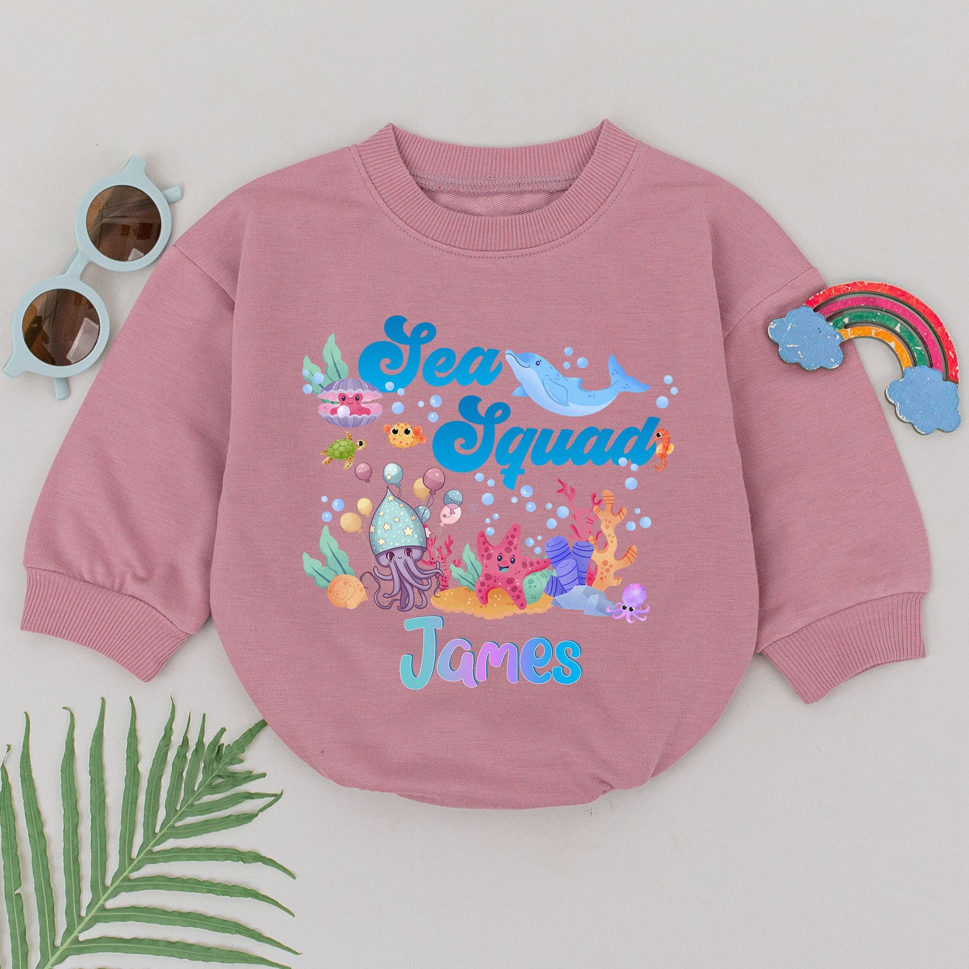 Personalized Sea Squad Romper: Custom Name Undersea Birthday Outfit for Baby, Cute Aquarium Party Bodysuit, First Birthday, Smash Cake, Ocean Theme 139