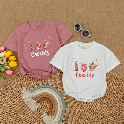 Personalized Cowgirl Romper: Western Country Baby Shower Gift