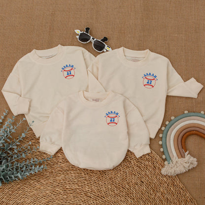 Personalized Baseball Sister Era Baby Romper - Girl Baseball Outfit