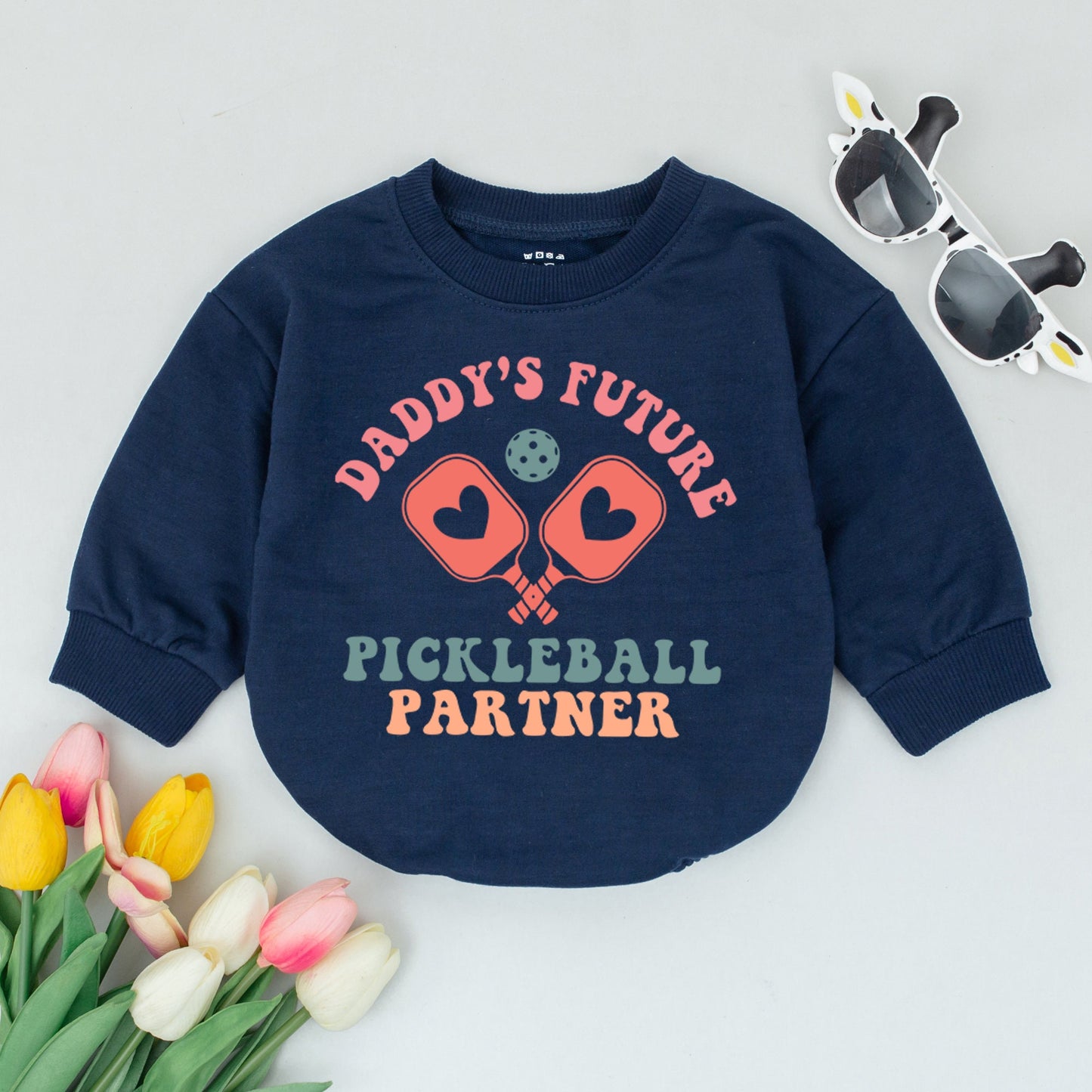 Daddy's Future Pickleball Partner Baby Romper - Cute Pickleball Baby Clothes Outfit - Daddy's Girl/Boy Gift