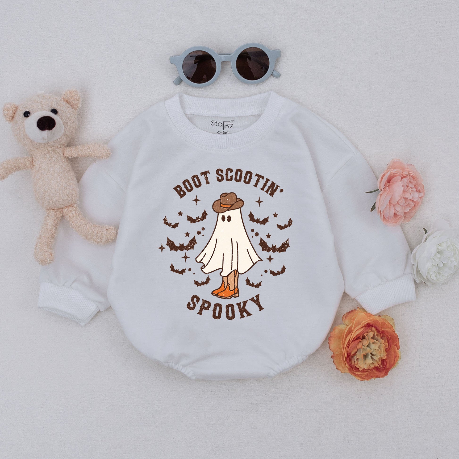 Spooky Cowboy Halloween Romper: Western Baby Outfit for Fall Fun