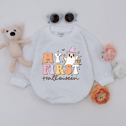 First Halloween Romper: Retro Unisex Baby Outfit for Fall Fun