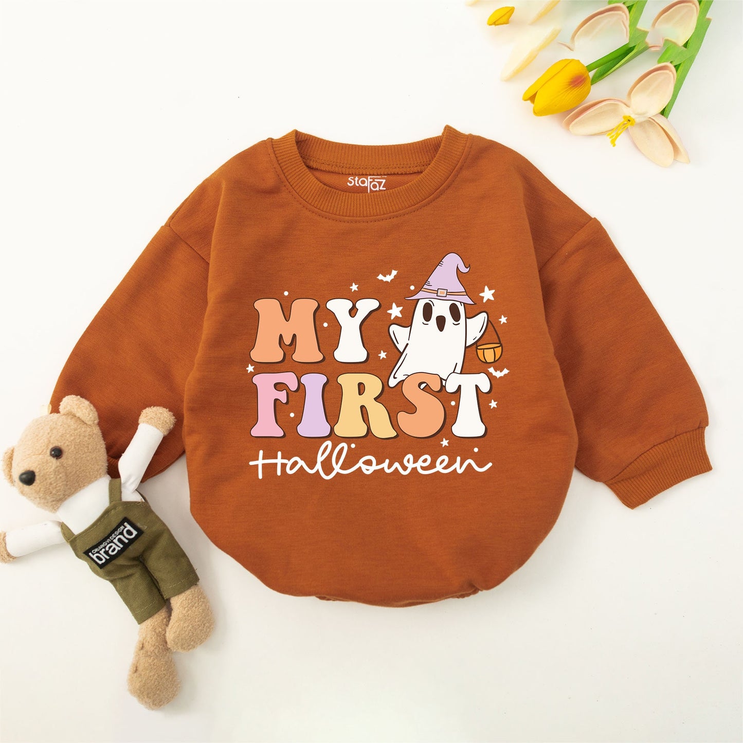 My First Halloween Romper Retro Ghost Pumpkin Outfit Baby Boys Girls Unisex Clothes Newborn Autumn Clothes