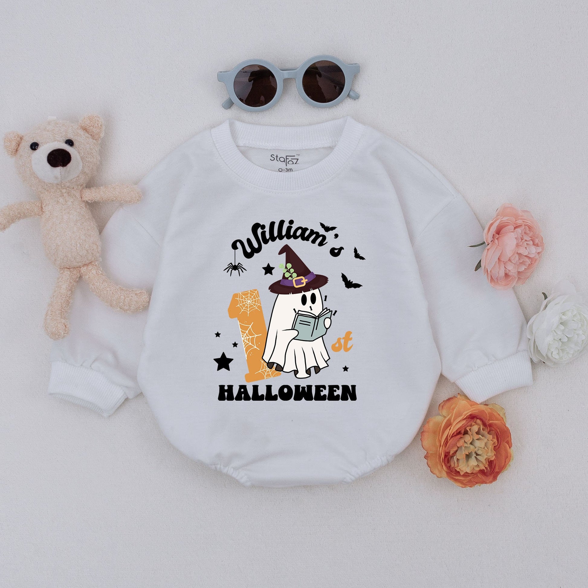 Custom Name Baby Boo Romper: First Halloween & Thanksgiving Outfit