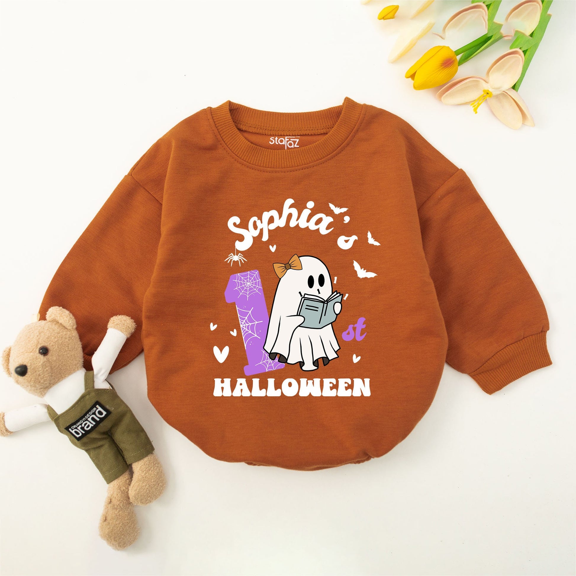 Custom Name Baby Boo Romper: First Halloween & Thanksgiving Outfit