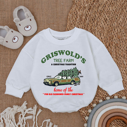 Griswold's Tree Farm Funny Baby Christmas Romper Old Fashioned Family First Holiday Newborn Outfit Comfortable Bubble Sweatshirt