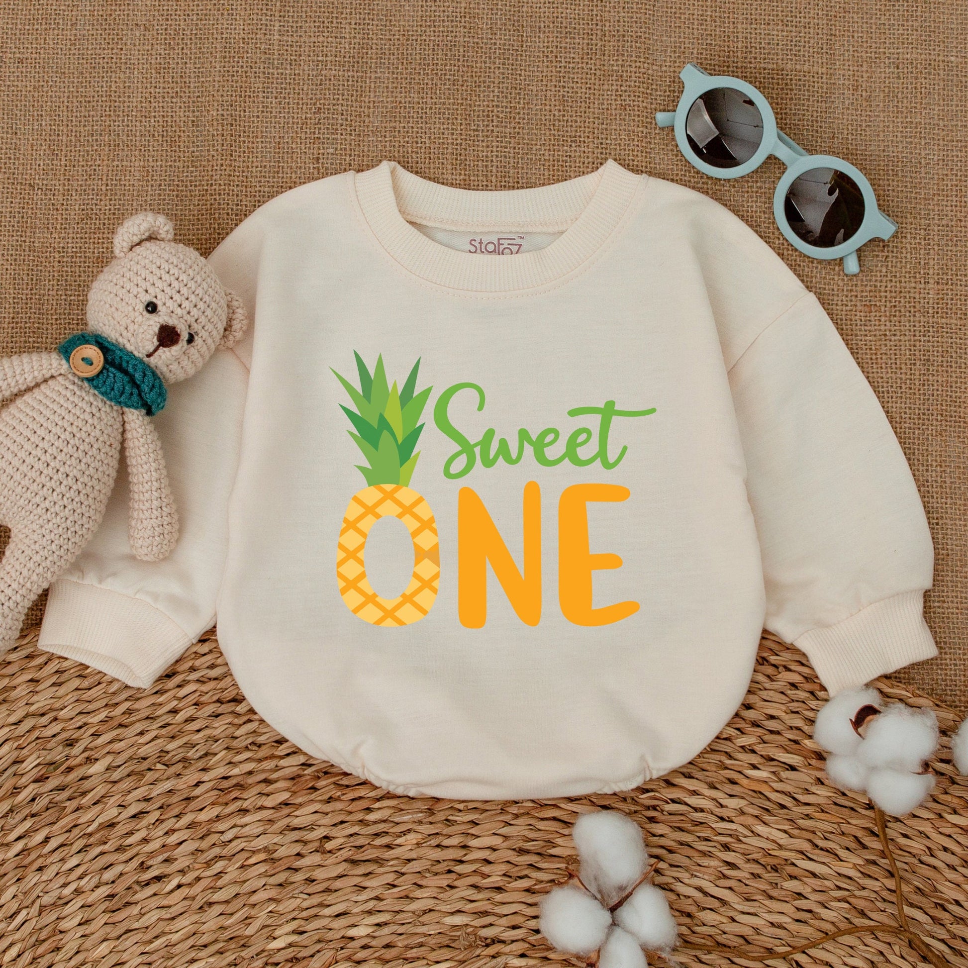 Pineapple Sweet One Birthday Romper for Girls Baby Bodysuit Summer Smash Cake Outfit Hawaiian Themed Celebration Cotton Comfort