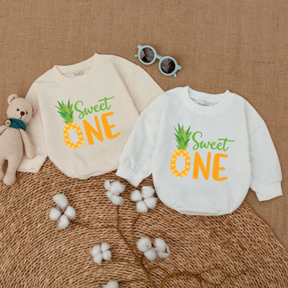 Pineapple Sweet One Birthday Romper for Girls Baby Bodysuit Summer Smash Cake Outfit Hawaiian Themed Celebration Cotton Comfort