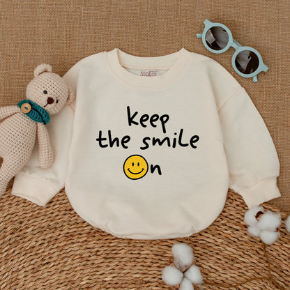 Keep The Smile On Baby Bodysuit Smiley Face Bubble Romper Unisex Newborn Toddler One Piece Happy Face Outfit for Baby Shower Gift Casual Wear