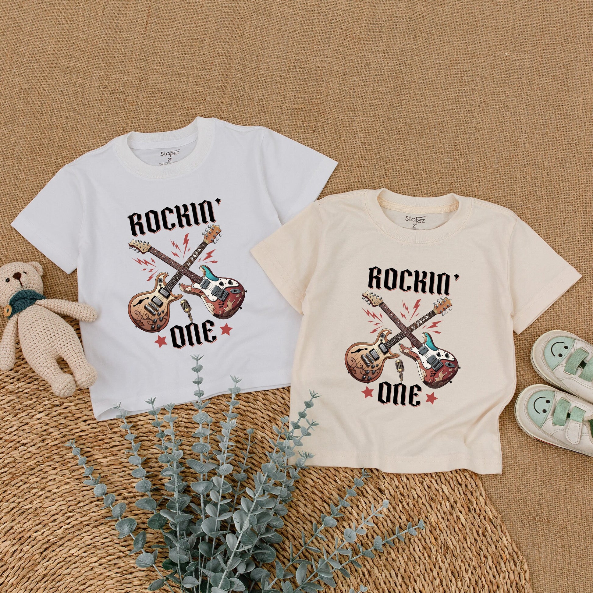 Rockin' One Birthday Romper Baby Boy Rock n Roll 1st Birthday Bodysuit Rock Star Outfit Matching Family Clothes