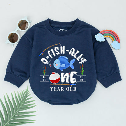 O-Fish-Ally One 1st Birthday Baby Romper, Cute Fishing Theme Outfit Boy or Girl, Smash Cake First Birthday Bodysuit, 1 Year Old Gift 2024