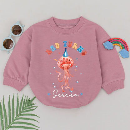 Rad Turns One Romper Under the Sea First Birthday Outfit Cute Sea Creature Theme Natural Birthday Gift for Baby Boy or Girl