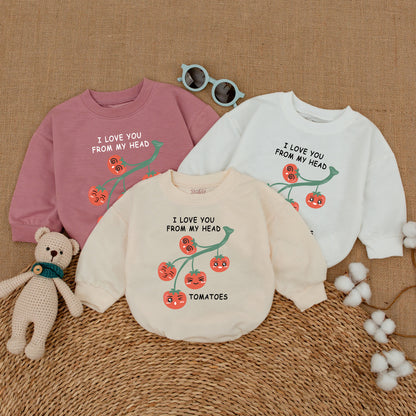 I Love You From My Head Tomatoes Romper Baby Girl, Funny Vegan Bodysuit, Cute Tomato Graphic Outfit, Baby Shower Gift, Bubble Romper, Vegetable