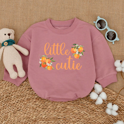 Little Cutie Baby Romper Orange Blossom Bodysuit Sweet Citrus Print Baby Girl Outfit Fresh Botanical Gift Baby Shower Shower Gift