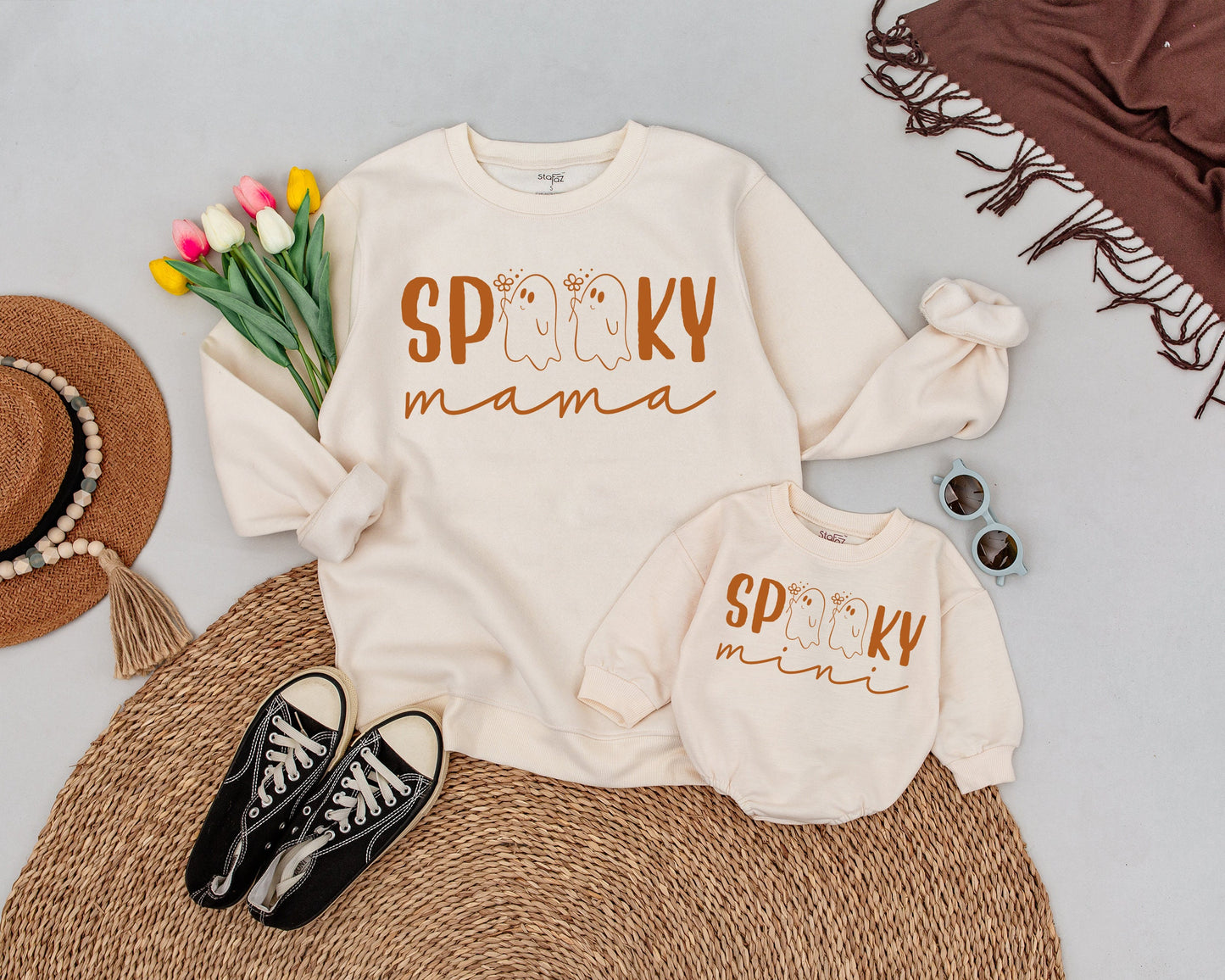 Matching Halloween Sweatshirts: Spooky Mama and Mini Fall Outfits