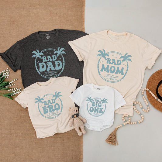 Surf-Themed Family Birthday Set: Custom Baby, Mom, and Dad Shirts