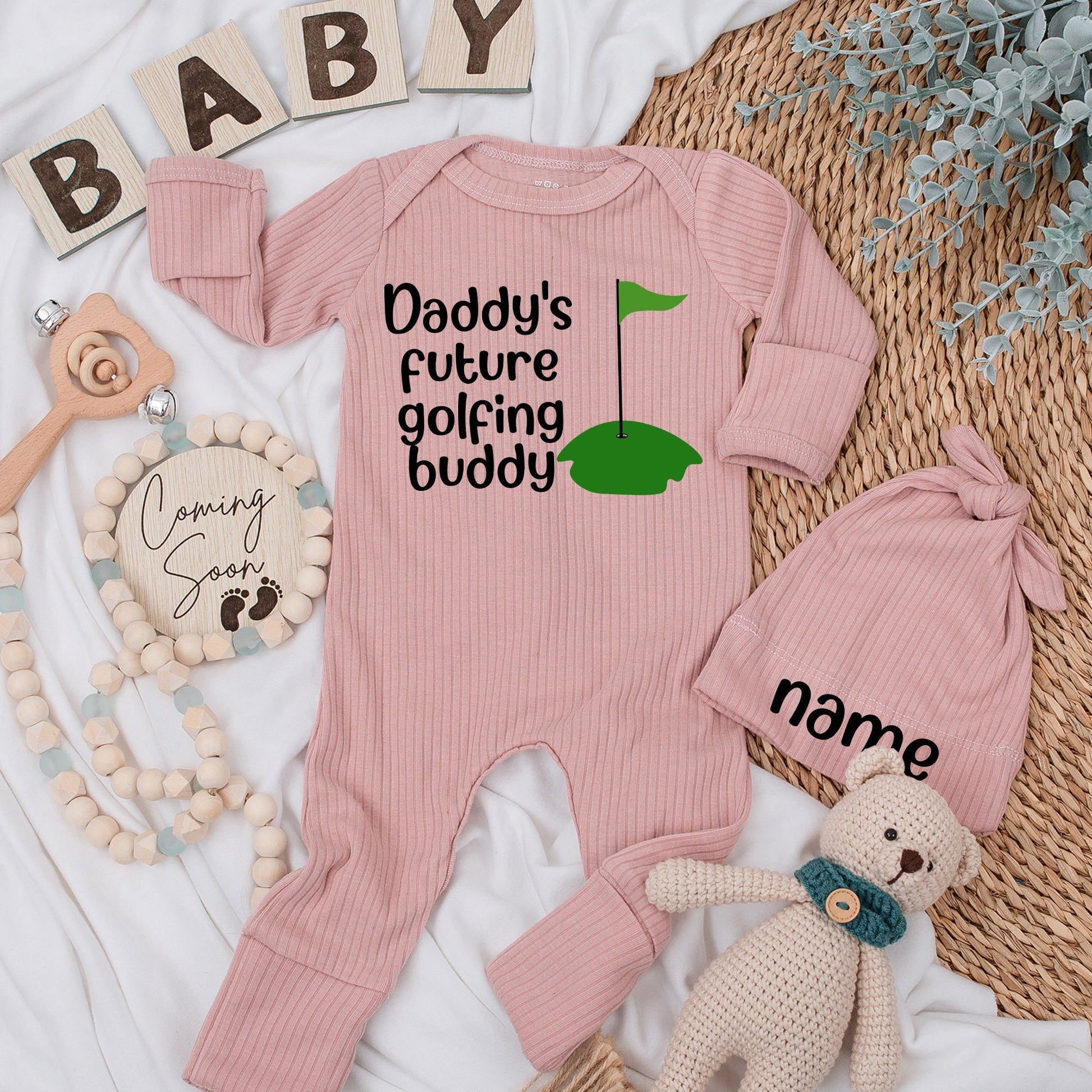 Daddy's Future Golfing Buddy Baby Bodysuit Cute Green Golf Hole Design Newborn Outfit Baby Shower Gift Going Home Coming Soon Present