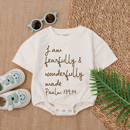 Christian Baby Bodysuit I Am Fearfully and Wonderfully Made Jesus Romper Newborn Outfit Baby Shower Gift Bubble