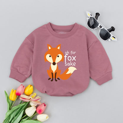 Oh For Fox Sake Baby Bodysuit with Cute Orange White Fox Graphic Funny Minimalist Infant Romper Playful Hipster Baby Shower Gift Idea