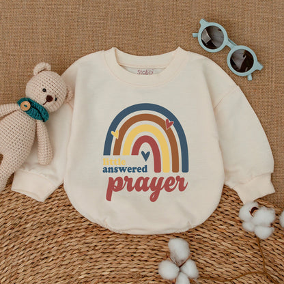Little Answered Prayer Baby Romper Religious Miracle Newborn Bodysuit New Baby Shower Gift Pregnancy Announcement Coming Home Outfit