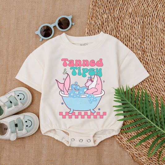 Whimsical Whale Bubble Romper Baby Girl Summer Outfit Cute Cartoon Retro Vibes Pink Teal Bubbles Gift
