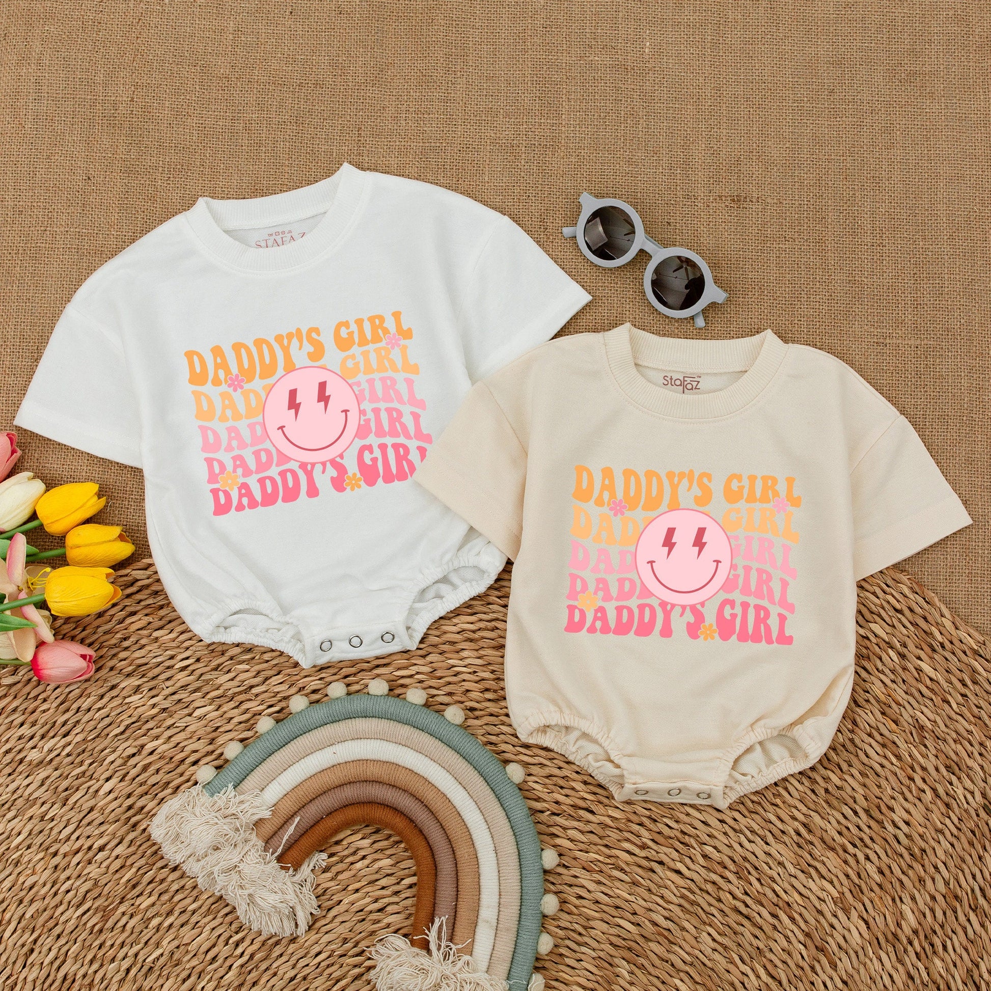 Daddy's Girl Romper & Smile Face Bodysuit: Father's Day Baby Outfit