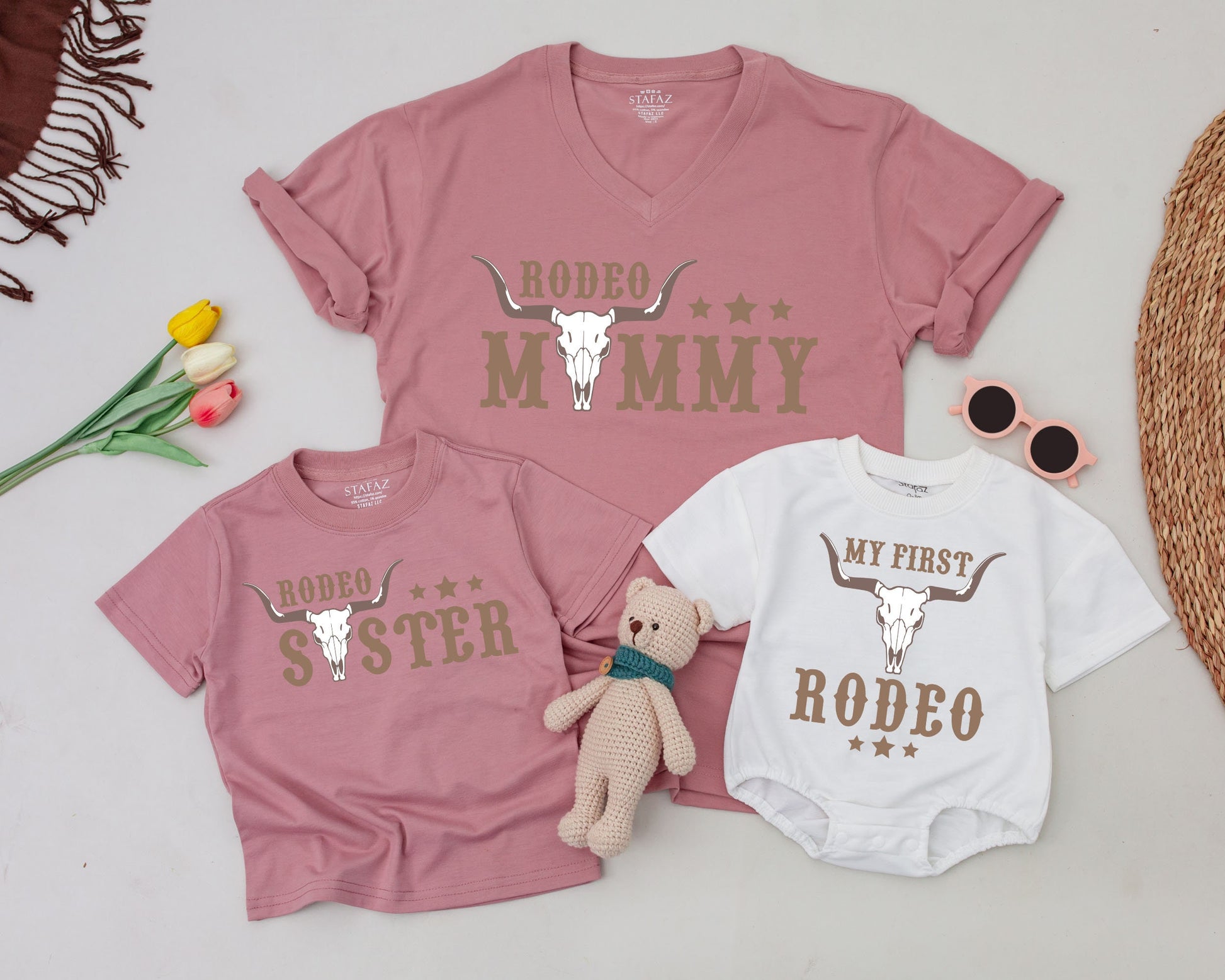 My First Rodeo Birthday Matching Family Tees Western Cowboy Cowgirl Outfit 1st Birthday Party Farm Theme Celebration Fun