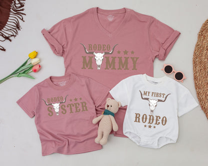 My First Rodeo Birthday Matching Family Tees Western Cowboy Cowgirl Outfit 1st Birthday Party Farm Theme Celebration Fun