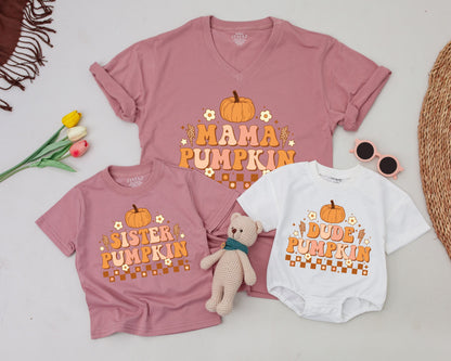 Matching Retro Pumpkin Family Shirts - Halloween & Fall Outfit