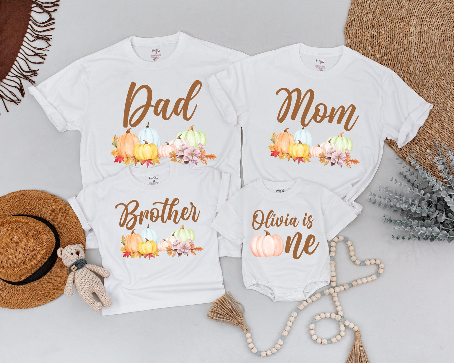 Boho Autumn Pumpkin Family Shirts: Matching Fall & Halloween Outfits