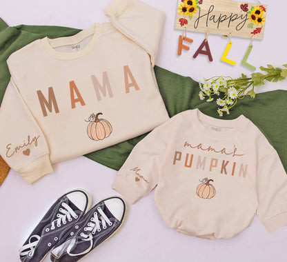 Mama and Mamas Pumpkin Matching Fall Sweatshirts for Mom and Baby Cozy Cute Autumn Outfits