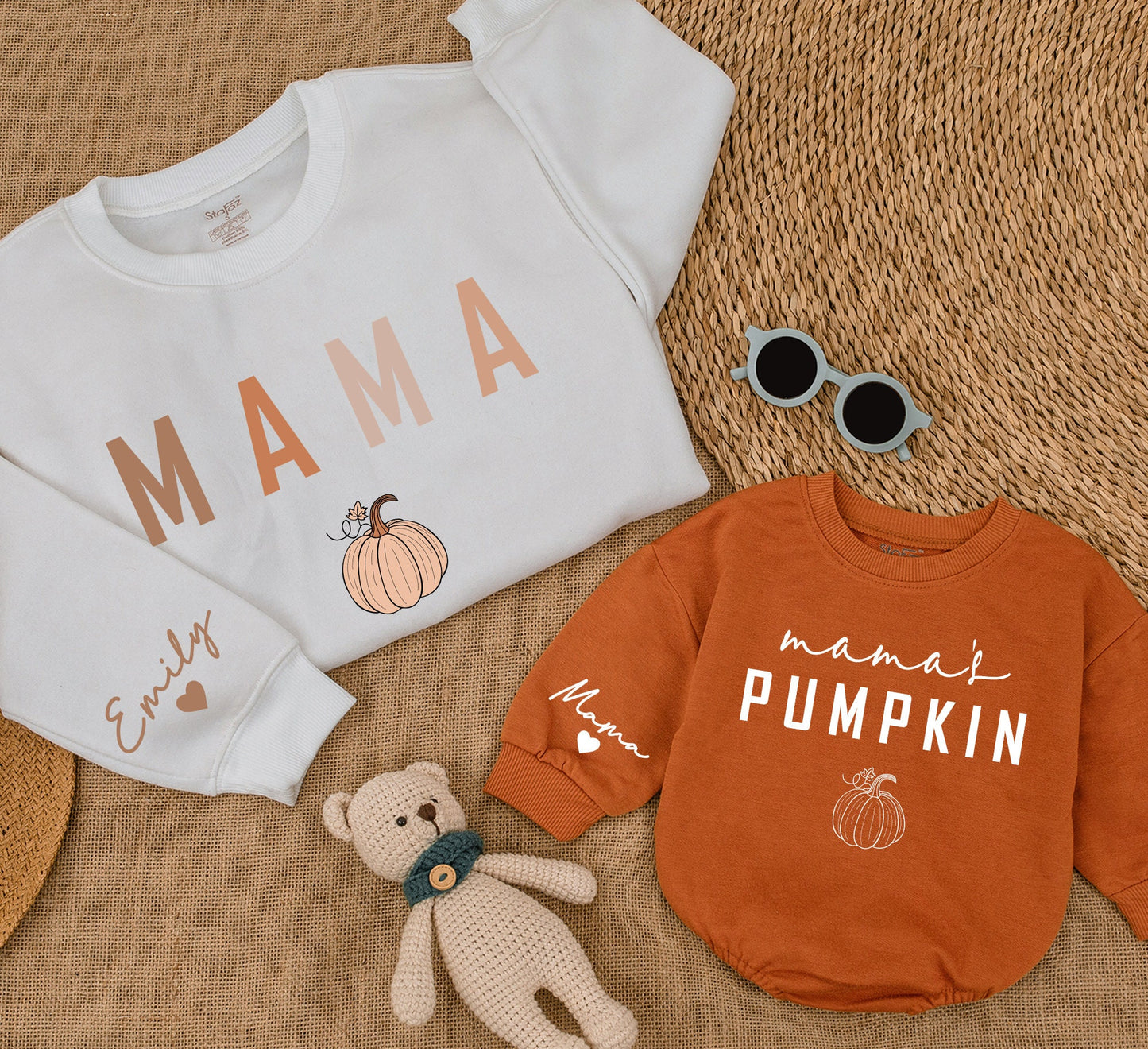 Mama and Mamas Pumpkin Matching Fall Sweatshirts for Mom and Baby Cozy Cute Autumn Outfits