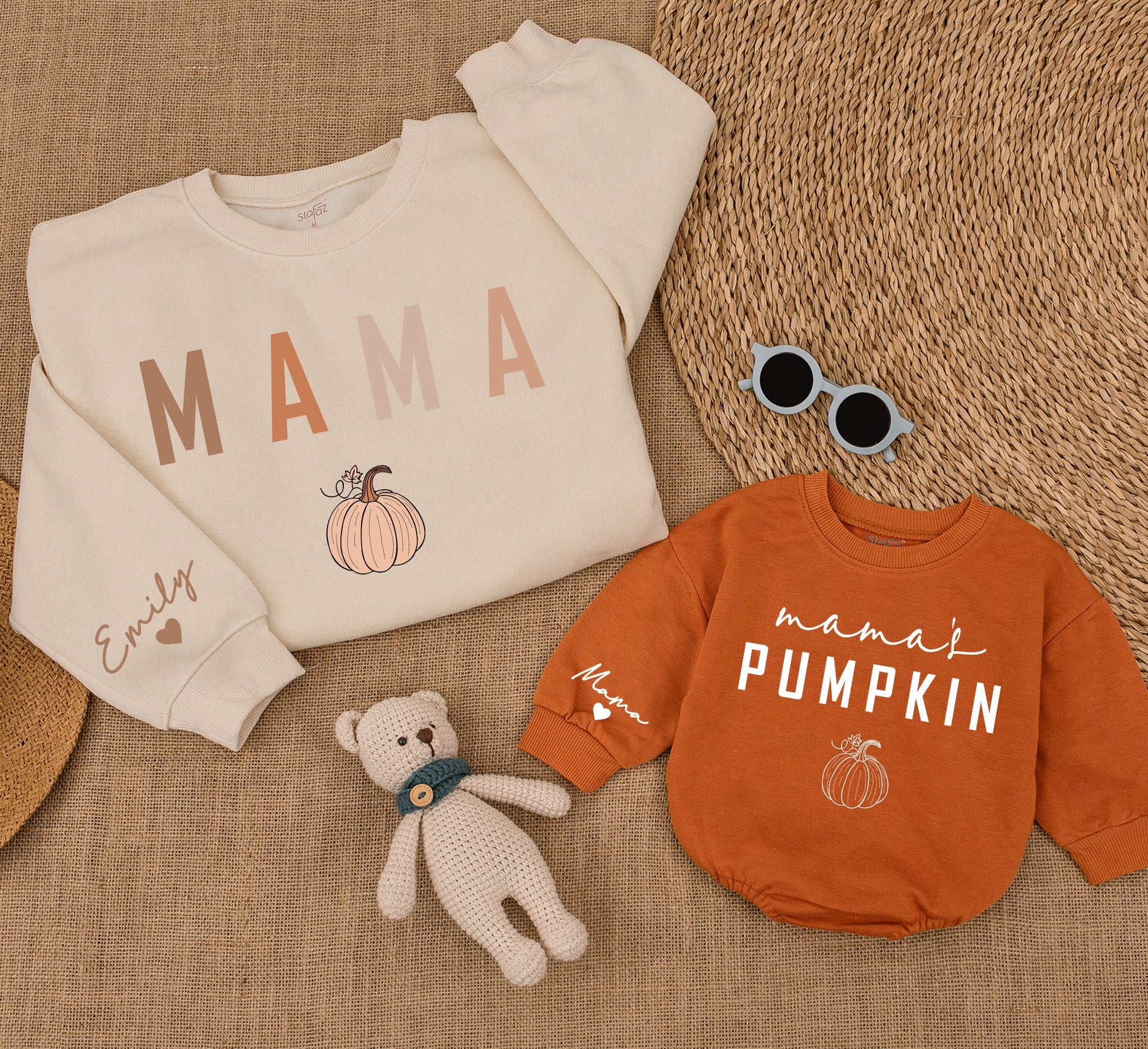 Mama and Mamas Pumpkin Matching Fall Sweatshirts for Mom and Baby Cozy Cute Autumn Outfits