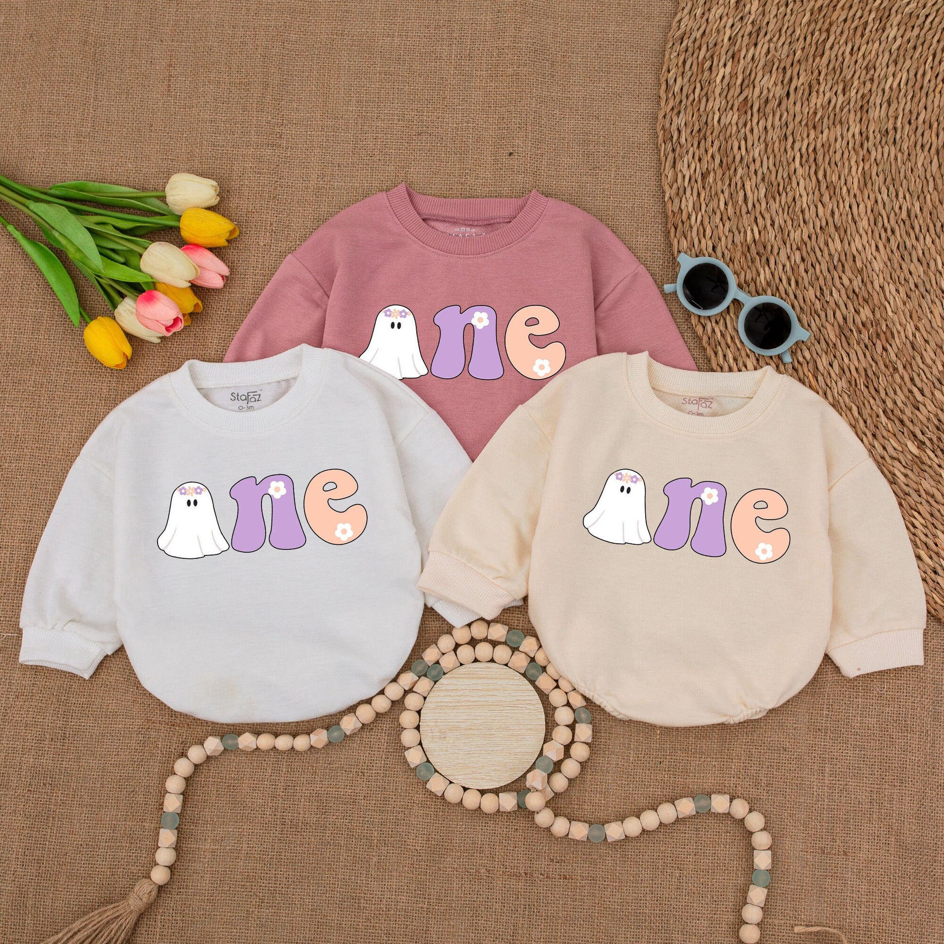 Groovy Spooky One Halloween Ghost Baby Romper - First Birthday Outfit Fall Baby Shower Gift Bubble Romper for Baby Girl
